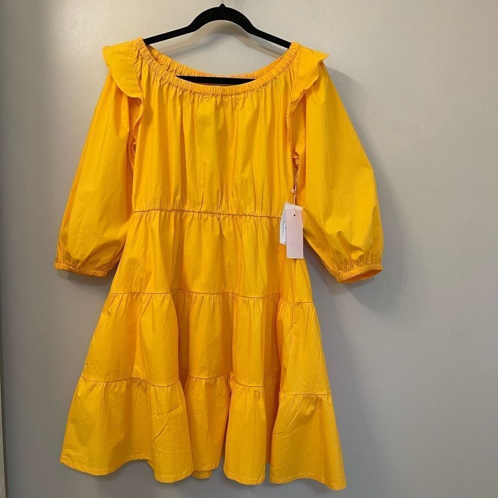 Rachel Parcell Women Yellow Dress NWT Sz 6  Balloon Sleeve Raffle